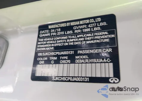 2018 Infiniti Qx30 Essential from USA, damaged, VIN SJKCH5CP0JA003131